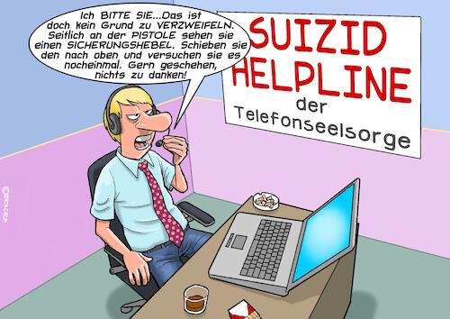 Cartoon: Selbstmord Hotline (medium) by Joshua Aaron tagged suizid,selbstmord,hotline,telefon,seelsorge,suizid,selbstmord,hotline,telefon,seelsorge