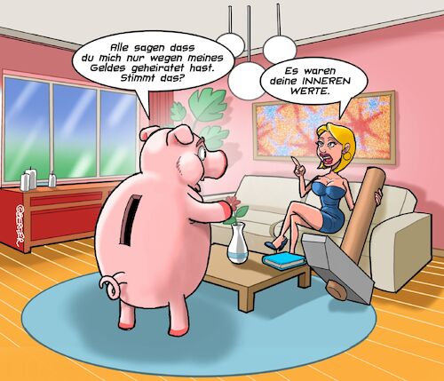 Cartoon: Sparschwein (medium) by Chris Berger tagged ehe,hochzeit,geld,reichtum,sparen,ehefrau,cougar,golddigger,schwein,ehe,hochzeit,geld,reichtum,sparen,ehefrau,cougar,golddigger,schwein