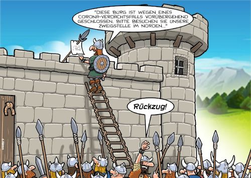 Cartoon: Sturm auf die Burg (medium) by Chris Berger tagged wikinger,covid,19,corona,virus,epidemie,pandemie,wikinger,covid,19,corona,virus,epidemie,pandemie