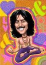 Cartoon: George Harrison (small) by Joshua Aaron tagged beatles,ravi,shankar,guru,gitarrist