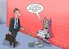 Cartoon: Gestrauchelter Roboter (small) by Joshua Aaron tagged roboter,computer,sprache,bitcoin,bettler,betteln