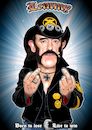 Cartoon: Lemmy Kilmister (small) by Chris Berger tagged lemma,motörhead,rock,roll,anything,louder,than,else,ace,of,spades