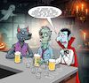 Cartoon: Wette (small) by Chris Berger tagged dracula,vampir,werwolf,zombie,monster,wette,verwandlung