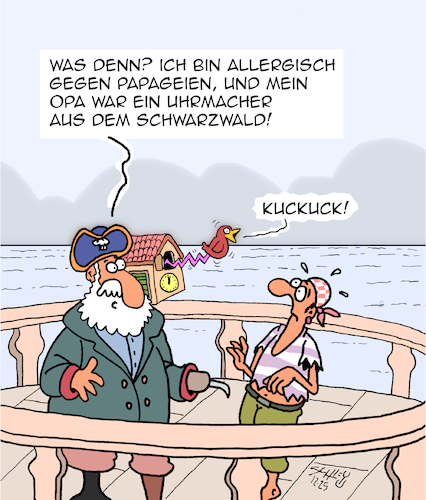 Cartoon: Allergisch (medium) by Karsten Schley tagged allergien,gesundheit,tiere,vögel,papageien,piraten,kultur,kuckucksuhren,schwarzwald,verwandtschaft,familie,karriere,traditionen,gesellschaft,handwerk,allergien,gesundheit,tiere,vögel,papageien,piraten,kultur,kuckucksuhren,schwarzwald,verwandtschaft,familie,karriere,traditionen,gesellschaft,handwerk