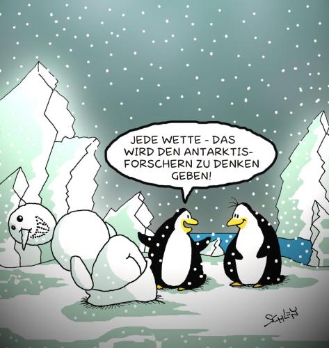 Cartoon: Antarktis - Forscher (medium) by Karsten Schley tagged natur,antarktis,klima,wissenschaft,klimaerwärmung