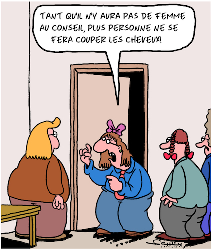 Cartoon: Au Conseil (medium) by Karsten Schley tagged femmes,quota,de,economie,business,hommes,equite,politique,femmes,quota,de,economie,business,hommes,equite,politique