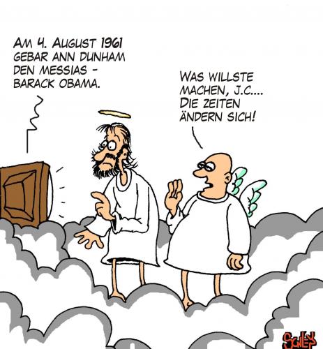 Cartoon: Barack der Messias (medium) by Karsten Schley tagged politik,usa,obama,religion