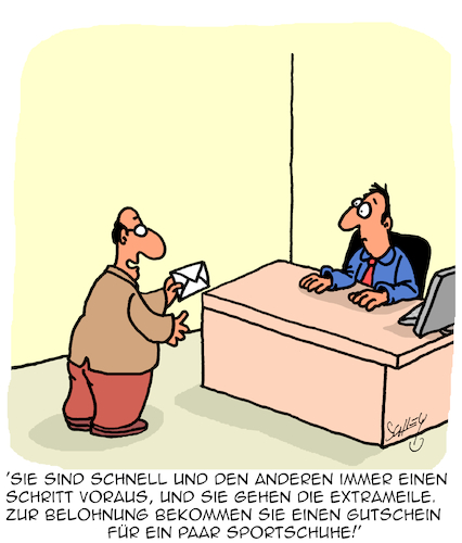 Cartoon: Belohnung (medium) by Karsten Schley tagged arbeit,kompetenz,schnelligkeit,einsatz,karriere,belohnung,bonus,extrameile,arbeitgeber,arbeitnehmer,management,wirtschaft,jobs,arbeit,kompetenz,schnelligkeit,einsatz,karriere,belohnung,bonus,extrameile,arbeitgeber,arbeitnehmer,management,wirtschaft,jobs