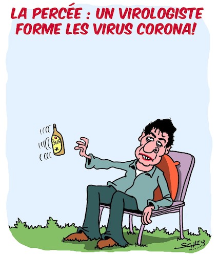 Cartoon: Coronavirus - La Percee (medium) by Karsten Schley tagged coronavirus,science,recherche,virologie,medecinc,politique,coronavirus,science,recherche,virologie,medecinc,politique