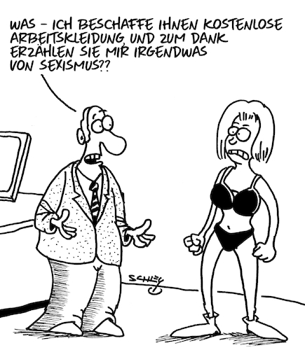 Cartoon: Dankbarkeit (medium) by Karsten Schley tagged arbeit,arbeitgeber,arbeitnehmer,wirtschaft,männer,frauen,sexismus,gesellschaft,politik,arbeit,arbeitgeber,arbeitnehmer,wirtschaft,männer,frauen,sexismus,gesellschaft,politik