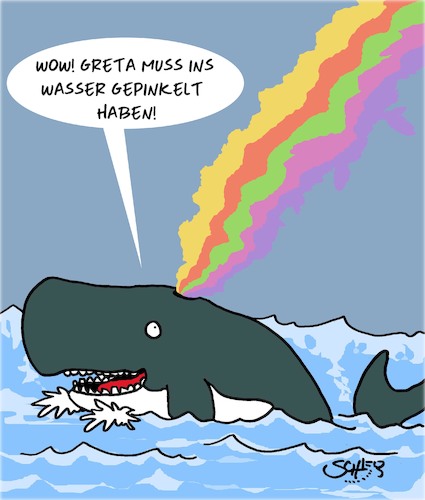 Cartoon: Danke Greta! (medium) by Karsten Schley tagged ozeane,greta,natur,umweltschutz,verschmutzung,klima,tiere,ozeane,greta,natur,umweltschutz,verschmutzung,klima,tiere