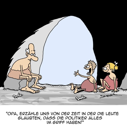 Cartoon: Die gute alte Zeit (medium) by Karsten Schley tagged geschichte,politik,politiker,familie,grossväter,enkel,kinder,geschichte,politik,politiker,familie,grossväter,enkel,kinder