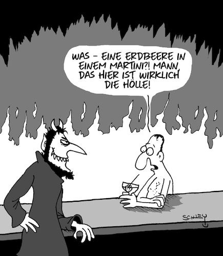 Cartoon: Die Hölle (medium) by Karsten Schley tagged hölle,teufel,religion,mythen,legenden,cocktails,bars,freizeit,gesellschaft,hölle,teufel,religion,mythen,legenden,cocktails,bars,freizeit,gesellschaft
