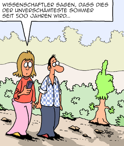 Cartoon: Dieser Sommer (medium) by Karsten Schley tagged wissenschaft,sommer,vorhersagen,wissenschaftler,glaubwürdigkeit,medien,natur,gesellschaft,wissenschaft,sommer,vorhersagen,wissenschaftler,glaubwürdigkeit,medien,natur,gesellschaft