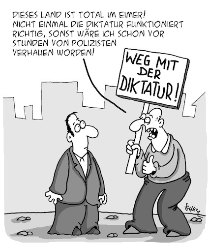 Cartoon: DIKTATUR!! (medium) by Karsten Schley tagged diktatur,protest,politik,demokratie,querdenker,gesellschaft,diktatur,protest,politik,demokratie,querdenker,gesellschaft