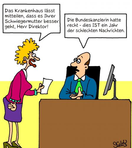 Cartoon: Ein Jahr schlechter Nachrichten (medium) by Karsten Schley tagged politik,gesundheit,familie