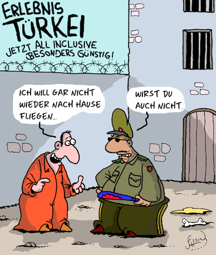 Cartoon: Erlebnis Türkei (medium) by Karsten Schley tagged urlaub,reisen,tourismus,politik,geiseln,diktaturen,religion,türkei,erpressung,deutschland,europa,justiz,urlaub,reisen,tourismus,politik,geiseln,diktaturen,religion,türkei,erpressung,deutschland,europa,justiz