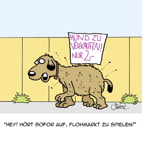 Cartoon: Flohmarkt (medium) by Karsten Schley tagged hunde,tiere,haustiere,märkte,verkaufen,verkäufer,business,wirtschaft,hunde,tiere,haustiere,märkte,verkaufen,verkäufer,business,wirtschaft