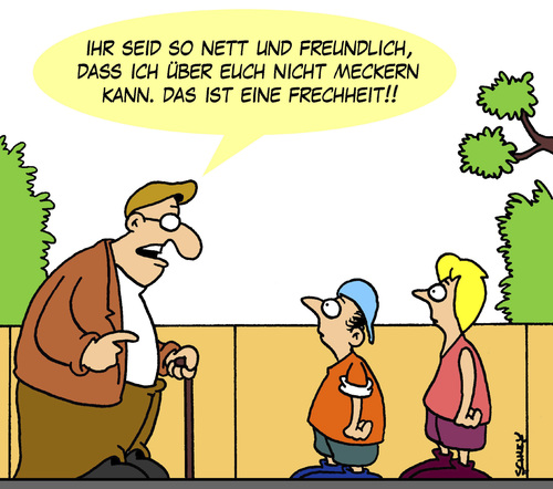 Cartoon: Frechheit! (medium) by Karsten Schley tagged senioren,rentner,kinder,jugend,alter,erziehung,gesellschaft,senioren,rentner,kinder,alter,jugend,erziehung,gesellschaft