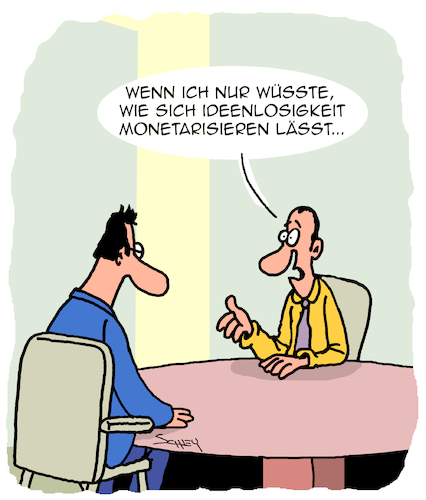 Cartoon: Geschäftsidee (medium) by Karsten Schley tagged ideen,monetarisierung,wirtschaft,business,umsatz,arbeit,arbeitgeber,arbeitnehmer,karriere,gesellschaft,soziales,ideen,monetarisierung,wirtschaft,business,umsatz,arbeit,arbeitgeber,arbeitnehmer,karriere,gesellschaft,soziales