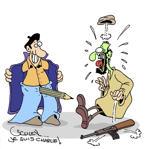 Cartoon: GUCK MAAAAL!!! (medium) by Karsten Schley tagged extremismus,religion,terror,cartoonisten,charlie,hebdo,terroristen,faschismus,extremismus,religion,terror,cartoonisten,charlie,hebdo,terroristen,faschismus