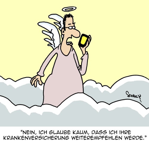 Cartoon: GUT versichert!! (medium) by Karsten Schley tagged krankheit,gesundheit,tod,versicherungen,krankenversicherung,himmel,religion,krankheit,gesundheit,tod,versicherungen,krankenversicherung,himmel,religion