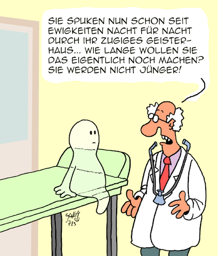 Cartoon: Harter Job (medium) by Karsten Schley tagged arbeit,arbeitszeit,arbeitsbedingungen,gesundheit,rente,alter,ärzte,patienten,gespenster,gesellschaft,arbeit,arbeitszeit,arbeitsbedingungen,gesundheit,rente,alter,ärzte,patienten,gespenster,gesellschaft