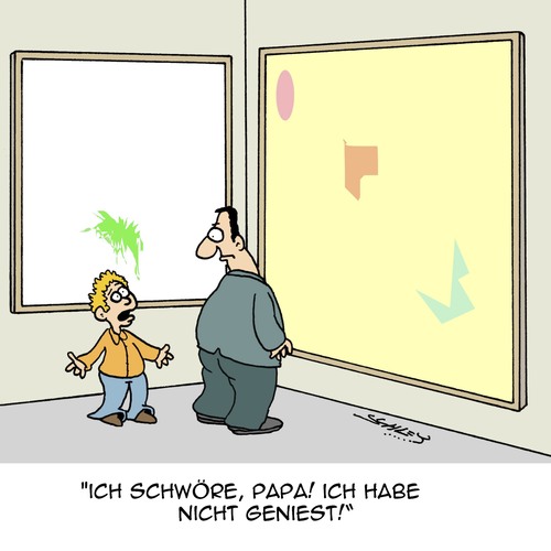 Cartoon: Ich schwör! (medium) by Karsten Schley tagged kinder,museen,eltern,familie,kunst,bilder,malerei,bildung,kinder,museen,eltern,familie,kunst,bilder,malerei,bildung