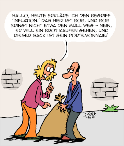 Cartoon: Inflation (medium) by Karsten Schley tagged inflation,wirtschaft,finanzen,finanzpolitik,geldwert,geldentwertung,preise,kaufkraft,handel,kunden,kapitalismus,gewinne,verluste,armut,gesellschaft,inflation,wirtschaft,finanzen,finanzpolitik,geldwert,geldentwertung,preise,kaufkraft,handel,kunden,kapitalismus,gewinne,verluste,armut,gesellschaft