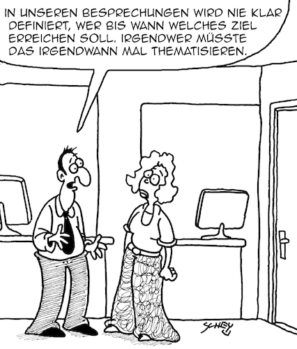 Cartoon: Irgendwer irgendwann (medium) by Karsten Schley tagged meetings,besprechungen,verbindlichkeit,verantwortung,zielorientierung,effektivität,lösungen,wirtschaft,business,meetings,besprechungen,verbindlichkeit,verantwortung,zielorientierung,effektivität,lösungen,wirtschaft,business