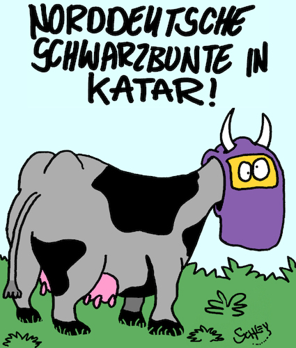 Cartoon: Katar - Kühe (medium) by Karsten Schley tagged ernährung,katar,kühe,deutschland,essen,nahrungsmittel,boykott,araber,politik,ernährung,katar,kühe,deutschland,essen,nahrungsmittel,boykott,araber,politik