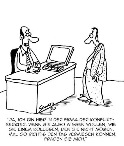 Cartoon: Konflikte (medium) by Karsten Schley tagged arbeit,arbeitskollegen,konflikte,konfliktbewältigung,mediation,konfliktberater,kommunikation,karriere,management,gesellschaft,wirtschaft,arbeit,arbeitskollegen,konflikte,konfliktbewältigung,mediation,konfliktberater,kommunikation,karriere,management,gesellschaft,wirtschaft