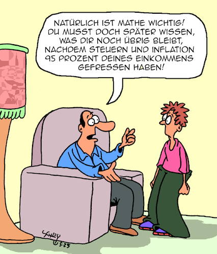 Cartoon: Mathe ist wichtig! (medium) by Karsten Schley tagged schule,lernen,mathematik,leben,einkommen,karriere,jobs,inflation,steuern,ausgaben,einnahmen,bildung,gesellschaft,schule,lernen,mathematik,leben,einkommen,karriere,jobs,inflation,steuern,ausgaben,einnahmen,bildung,gesellschaft