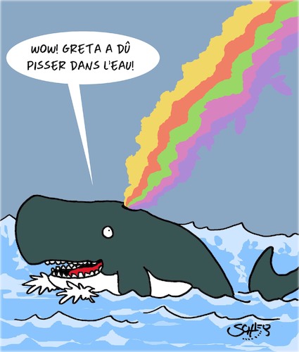 Cartoon: Merci Greta! (medium) by Karsten Schley tagged pollution,oceans,nature,animaux,climat,greta,pollution,oceans,nature,animaux,climat,greta