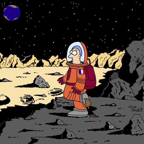 Cartoon: Neulich auf dem Mond (medium) by Karsten Schley tagged hundekacke,forschung,mond,esa,iss,wissenschaft,astronauten,raumfahrt,raumfahrt,astronauten,wissenschaft,iss,esa,mond,forschung,hundekacke