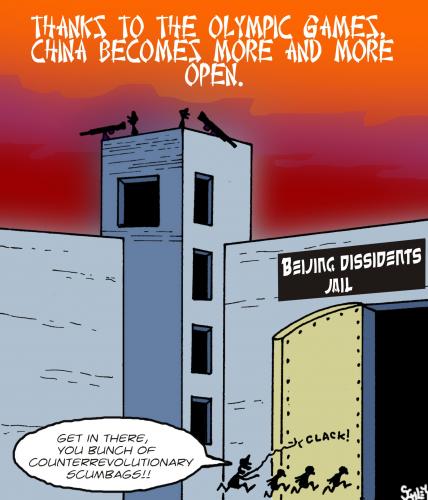Cartoon: Olympics 2008 (medium) by Karsten Schley tagged politics,china,human,rights,democracy