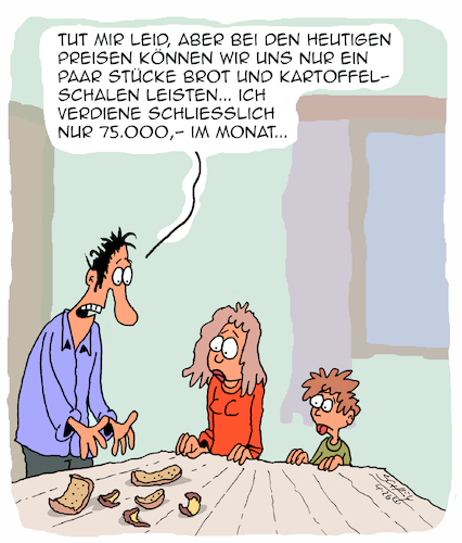 Cartoon: Preise (medium) by Karsten Schley tagged inflation,preissteigerung,lebenshaltungskosten,warenkorb,einkommen,ernährung,familien,armut,wirtschaft,finanzen,wirtschaftskrise,politik,steuern,gesellschaft,inflation,preissteigerung,lebenshaltungskosten,warenkorb,einkommen,ernährung,familien,armut,wirtschaft,finanzen,wirtschaftskrise,politik,steuern,gesellschaft