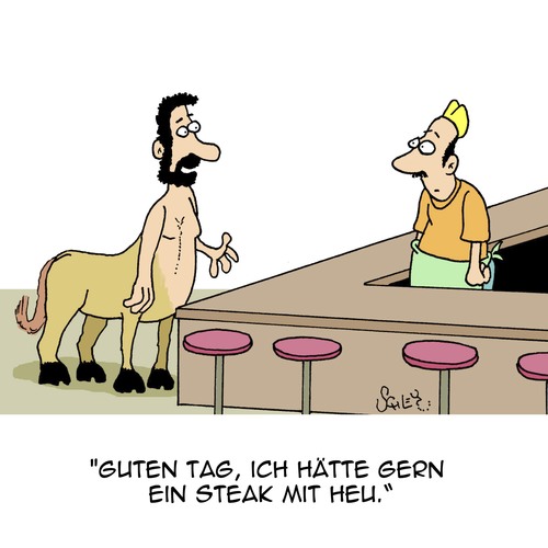 Cartoon: Prost Mahlzeit (medium) by Karsten Schley tagged gastronomie,mythen,sagen,märchen,geschichte,ernährung,fastfood,gastronomie,mythen,sagen,märchen,geschichte,ernährung,fastfood