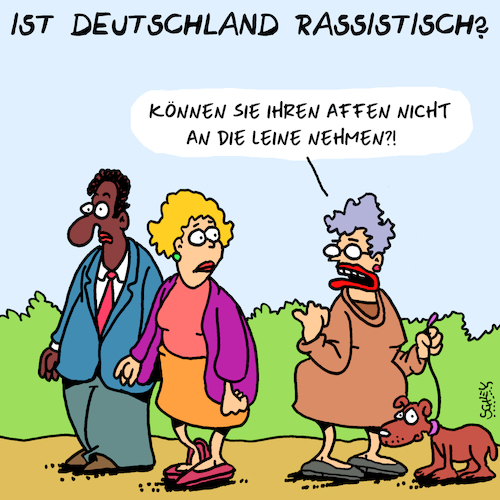 Cartoon: Rassismus (medium) by Karsten Schley tagged deutschland,gesellschaft,rassisimus,politik,demokratie,populismus,rechtsextremismus,europa,wahlen,deutschland,gesellschaft,rassisimus,politik,demokratie,populismus,rechtsextremismus,europa,wahlen