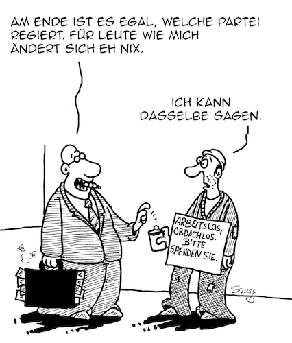 Cartoon: Regierung ist egal (medium) by Karsten Schley tagged reichtum,armut,geld,arbeitslosigkeit,obdachlosigleit,politik,macht,wahlen,eliten,gesellschaft,demokratie,reichtum,armut,geld,arbeitslosigkeit,obdachlosigleit,politik,macht,wahlen,eliten,gesellschaft,demokratie