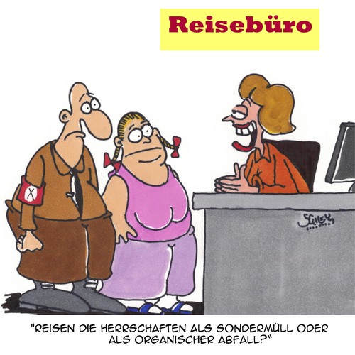 Cartoon: Reisen (medium) by Karsten Schley tagged poltik,neonazis,rechtsextremismus,reisen,reisebüros,faschismus,gesellschaft,europa,deutschland,poltik,neonazis,rechtsextremismus,reisen,reisebüros,faschismus,gesellschaft,europa,deutschland