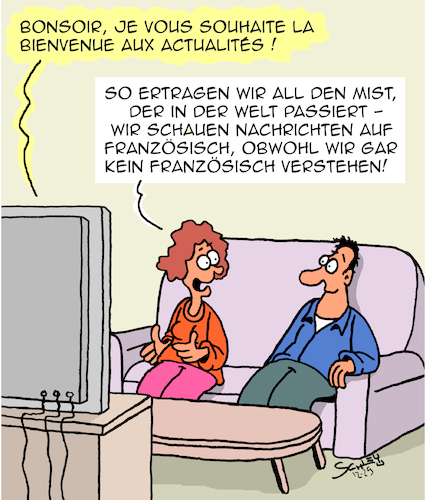 Cartoon: So wird es erträglich (medium) by Karsten Schley tagged politik,wirtschaft,nachrichten,medien,kriege,hunger,menschheit,klima,fernsehen,psychologie,verhalten,gesellschaft,politik,wirtschaft,nachrichten,medien,kriege,hunger,menschheit,klima,fernsehen,psychologie,verhalten,gesellschaft