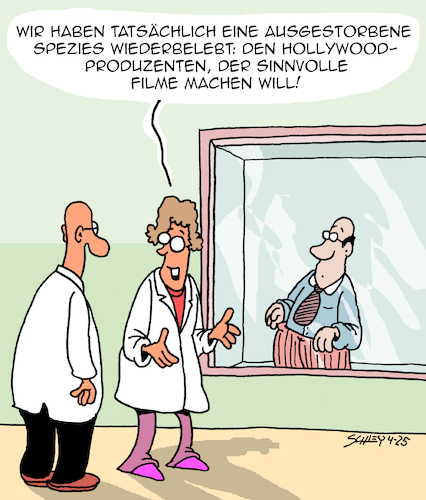 Cartoon: Spezies wiederbelebt!! (medium) by Karsten Schley tagged wissenschaft,forschung,ausgestorben,spezies,filme,medien,hollywood,tv,unterhaltung,gesellschaft,wissenschaft,forschung,ausgestorben,spezies,filme,medien,hollywood,tv,unterhaltung,gesellschaft