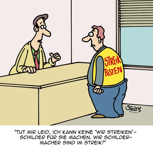 Cartoon: STREIK!!!! (medium) by Karsten Schley tagged arbeit,arbeitgeber,arbeitnehmer,arbeitskampf,streik,arbeitsniederlegung,deutschland,gesellschaft,wirtschaft,business,arbeit,arbeitgeber,arbeitnehmer,arbeitskampf,streik,arbeitsniederlegung,deutschland,gesellschaft,wirtschaft,business