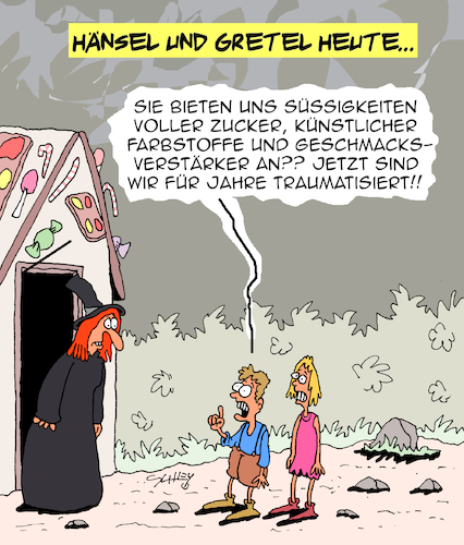 Cartoon: Traumatisiert!! (medium) by Karsten Schley tagged jugend,traumata,resilienz,ernährung,allergien,gesundheit,panik,gesellschaft,medien,moden,märchen,literatur,jugend,traumata,resilienz,ernährung,allergien,gesundheit,panik,gesellschaft,medien,moden,märchen,literatur
