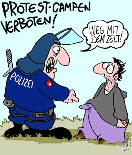 Cartoon: VERBOTEN!! (medium) by Karsten Schley tagged g20,polizei,hamburg,deutschland,europa,demonstranten,proteste,demokratie,prävention,gewalt,politik,g20,polizei,hamburg,deutschland,europa,demonstranten,proteste,demokratie,prävention,gewalt,politik