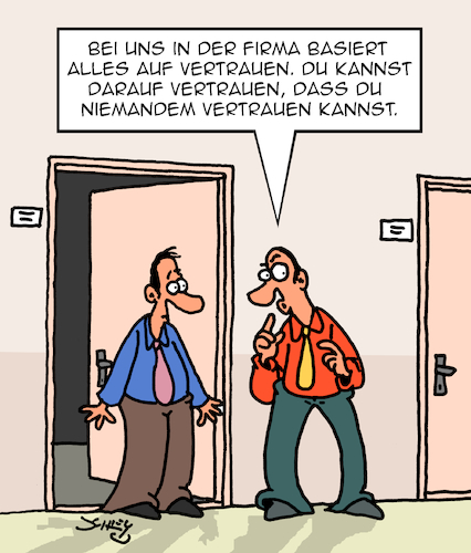 Cartoon: Vertrauen (medium) by Karsten Schley tagged wirtschaft,büro,arbeit,arbeitgeber,arbeitnehmer,kollegen,management,vertrauen,beziehungen,gesellschaft,wirtschaft,büro,arbeit,arbeitgeber,arbeitnehmer,kollegen,management,vertrauen,beziehungen,gesellschaft