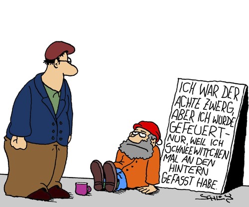 Cartoon: Zwerg (medium) by Karsten Schley tagged frauen,männer,wirtschaft,entlassungen,arbeitnehmer,arbeitgeber,arbeit,bücher,literatur,märchen,belästigung,arbeit,arbeitgeber,arbeitnehmer,entlassungen,wirtschaft,männer,frauen,belästigung,märchen,literatur,bücher