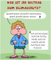 Cartoon: Beitrag zum Klimaschutz (small) by Karsten Schley tagged klimaschutz,plastik,einkauf,ernährung,fleisch,konsum,verhalten,politik,gesellschaft