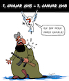 Cartoon: Charlie Hebdo Jahrestag (small) by Karsten Schley tagged charlie,hebdo,medien,presse,satire,frankreich,deutschland,karikaturen,cartoons,pressefreiheit,meinungsfreiheit,terrorismus,islam,extremismus,gesellschaft,demokratie